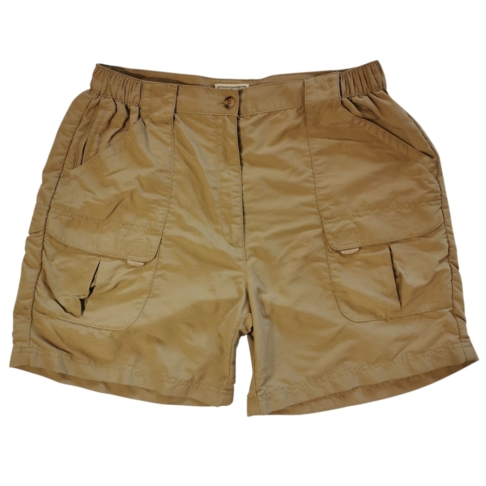 LL Bean Nylon Cargo Hiking Casual 5-1/2" Tan Shorts - Sz M
